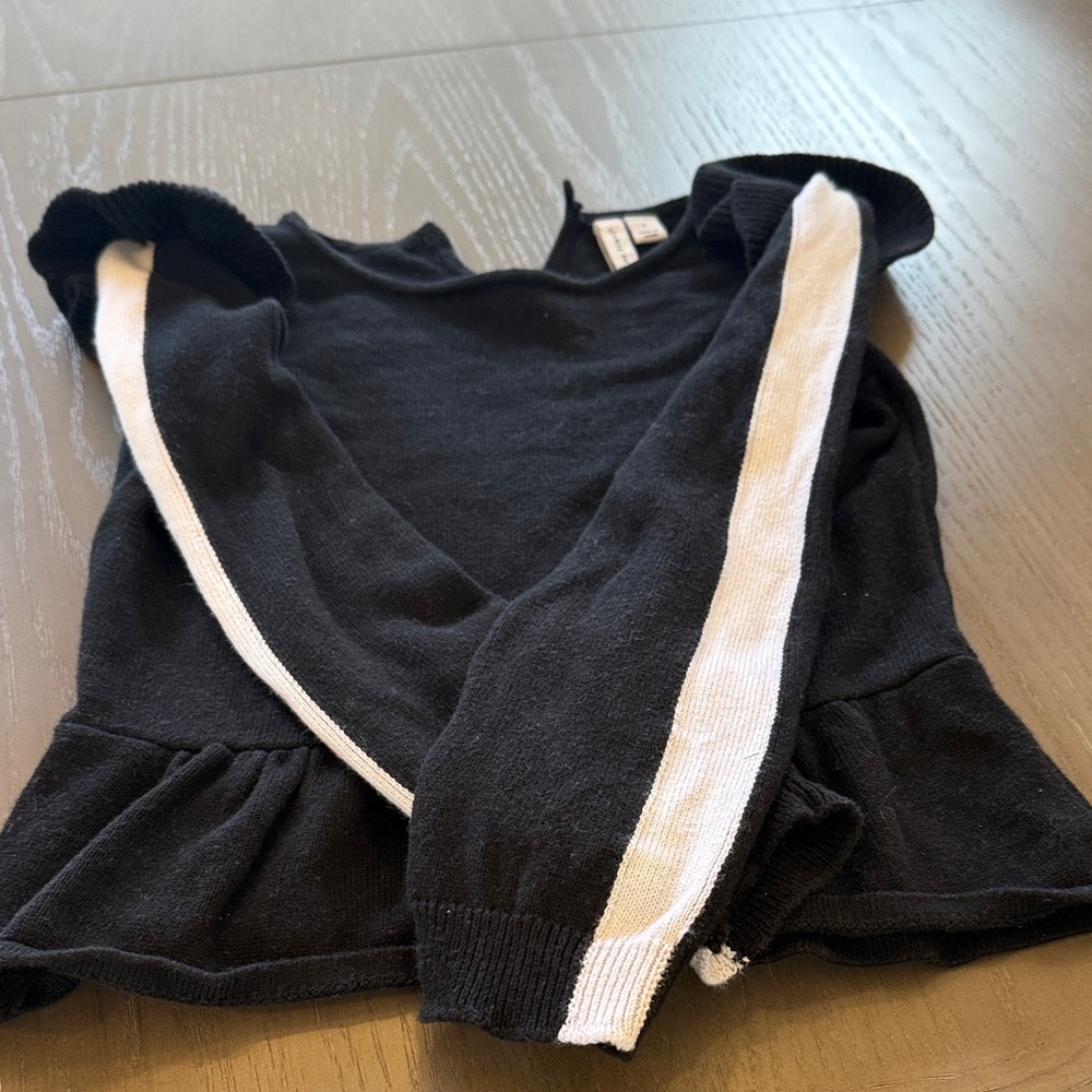 Black Sweater with White Stripe - girls 7 
Janie & Jack